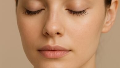 woman clean lashes beauty trend 2025 eyelash serum before and after natural look clean girl aesthetic lashes soft natural makeup eyelashes