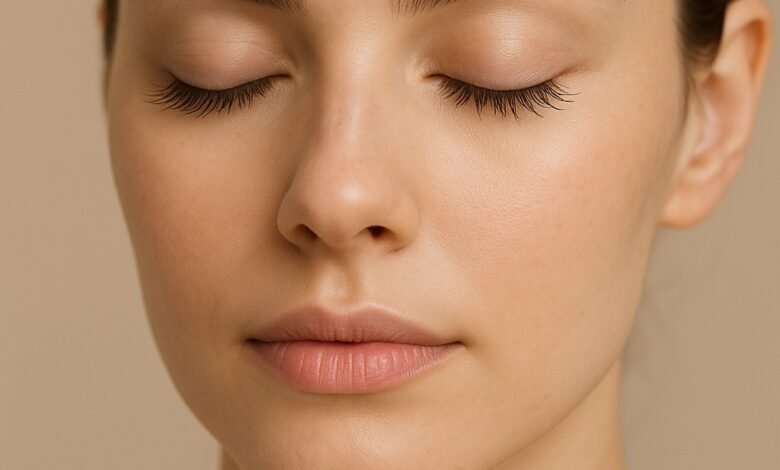 woman clean lashes beauty trend 2025 eyelash serum before and after natural look clean girl aesthetic lashes soft natural makeup eyelashes